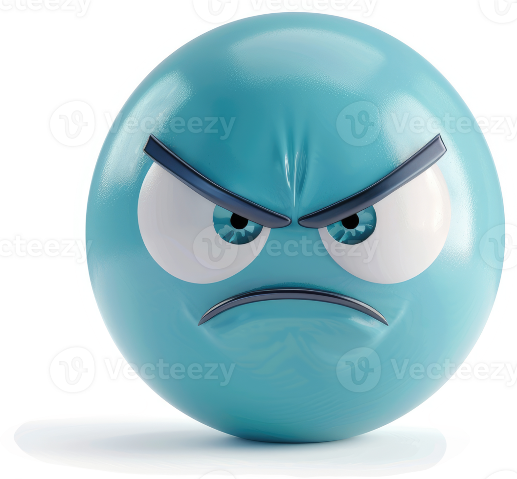 Light teal, angry emoticon with furrowed brows. png