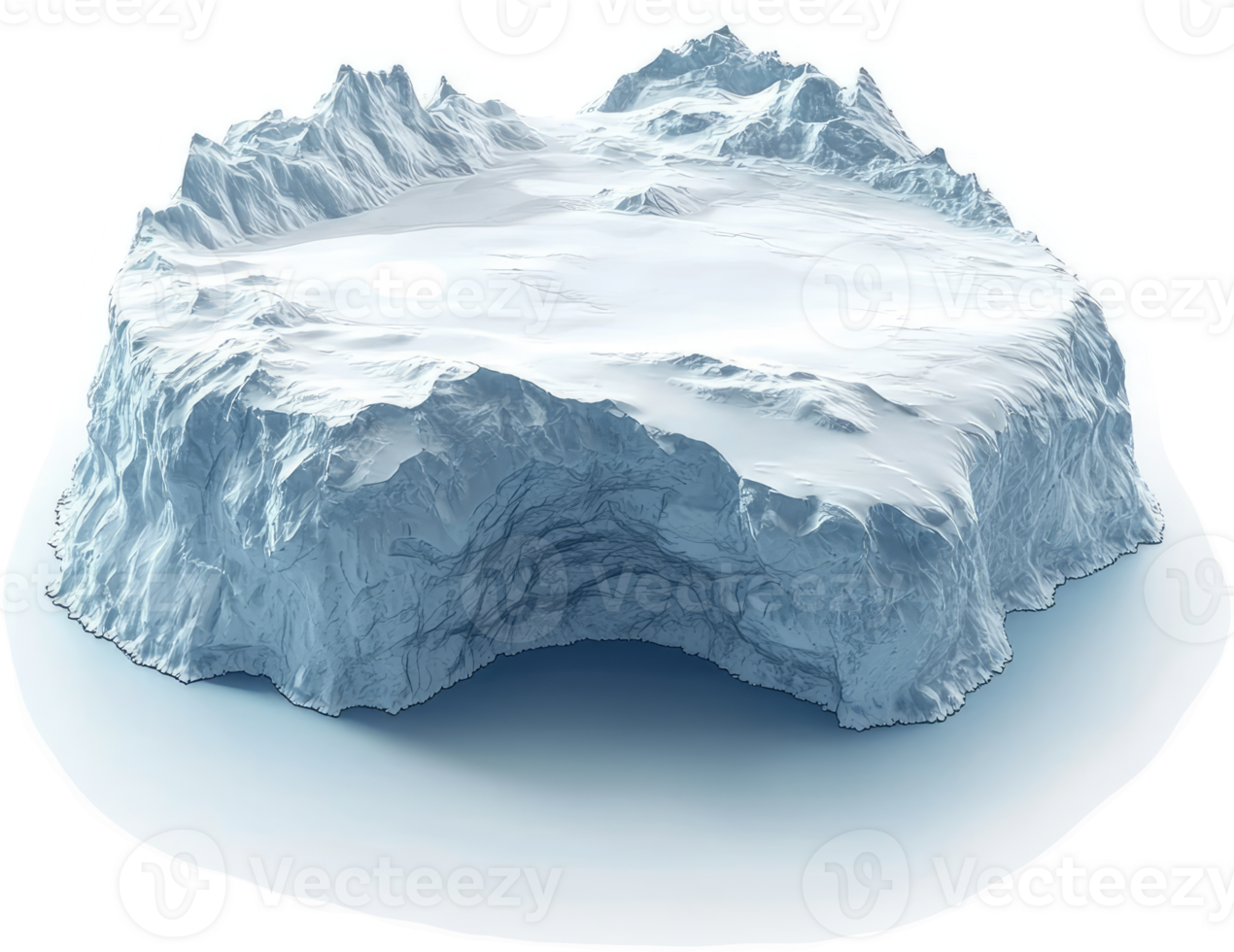 Glacial ice floe, exhibiting a complex topography. png