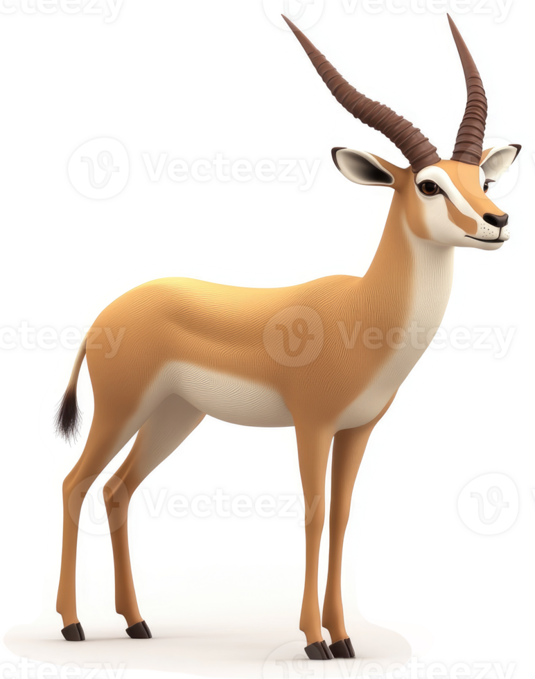 Digital illustration of a gazelle in profile view. png