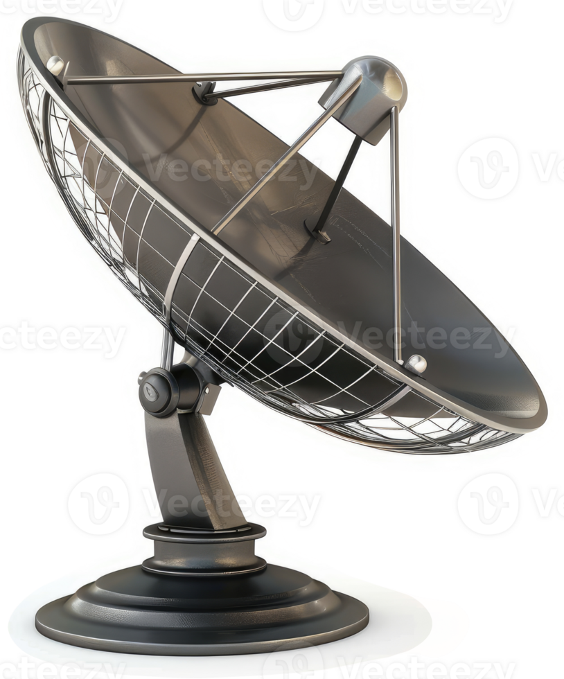 Satellite dish antenna positioned for reception. png