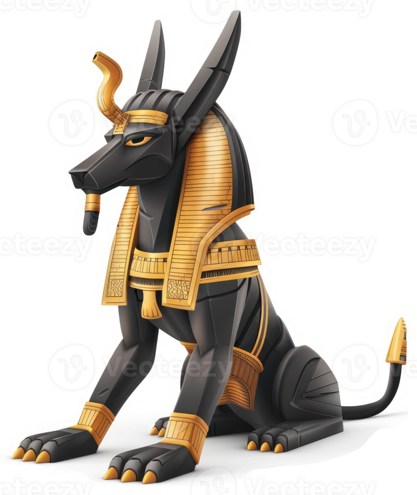 Egyptian god Anubis, guardian of the dead, depicted in artistic style. png