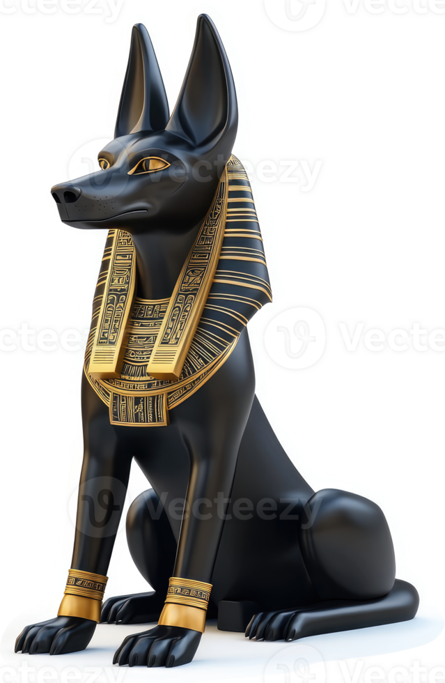 Egyptian god Anubis statue, seated posture. png