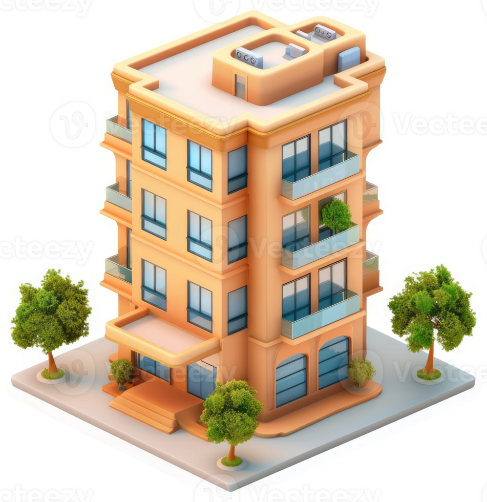 Ornate residential building with multiple apartments. png