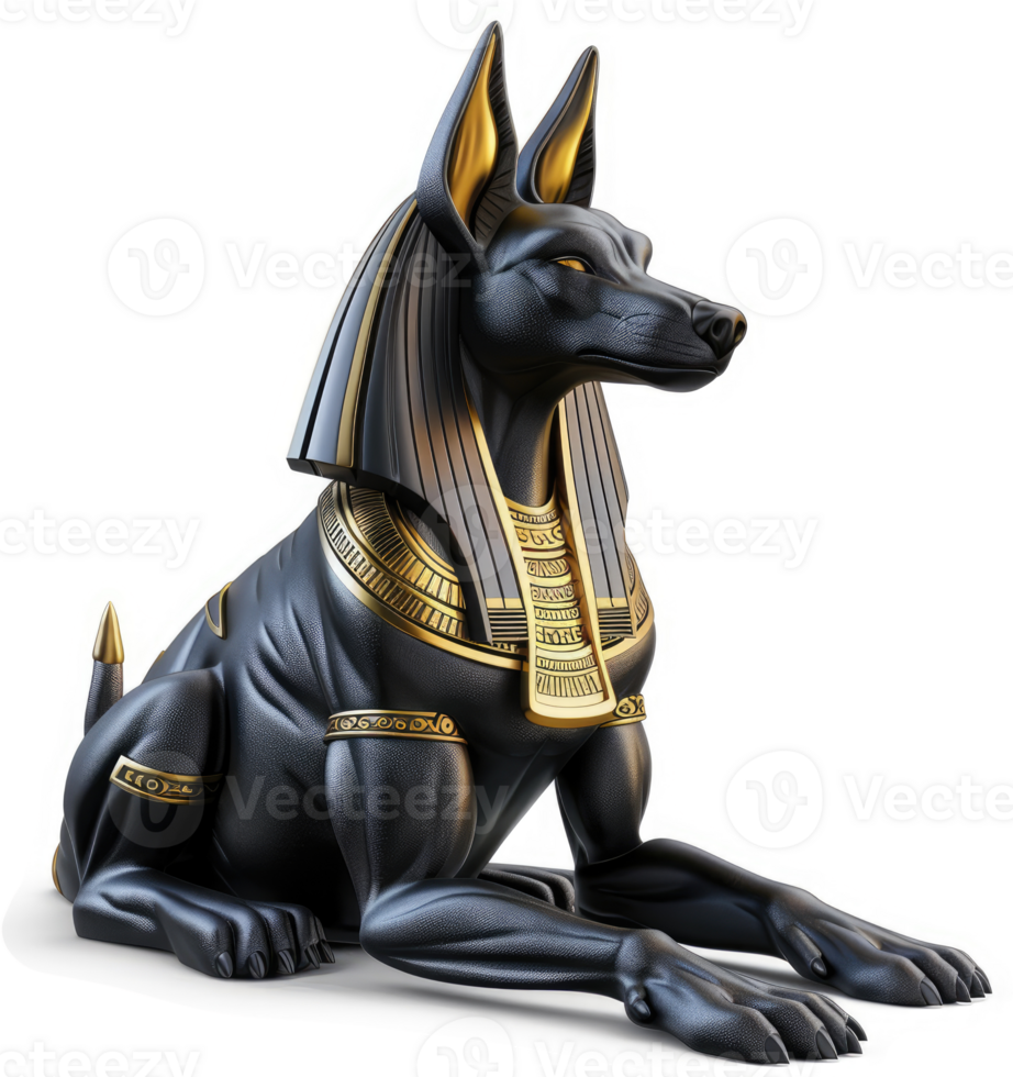 Egyptian Anubis, a magnificent black dog deity. png