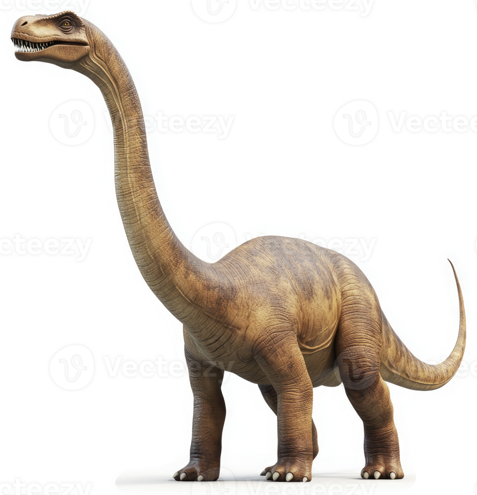 A long-necked, prehistoric sauropod dinosaur stands tall. png