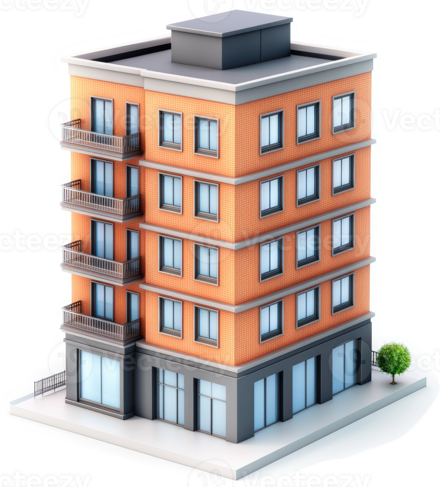 Multi-story residential building with storefront. png