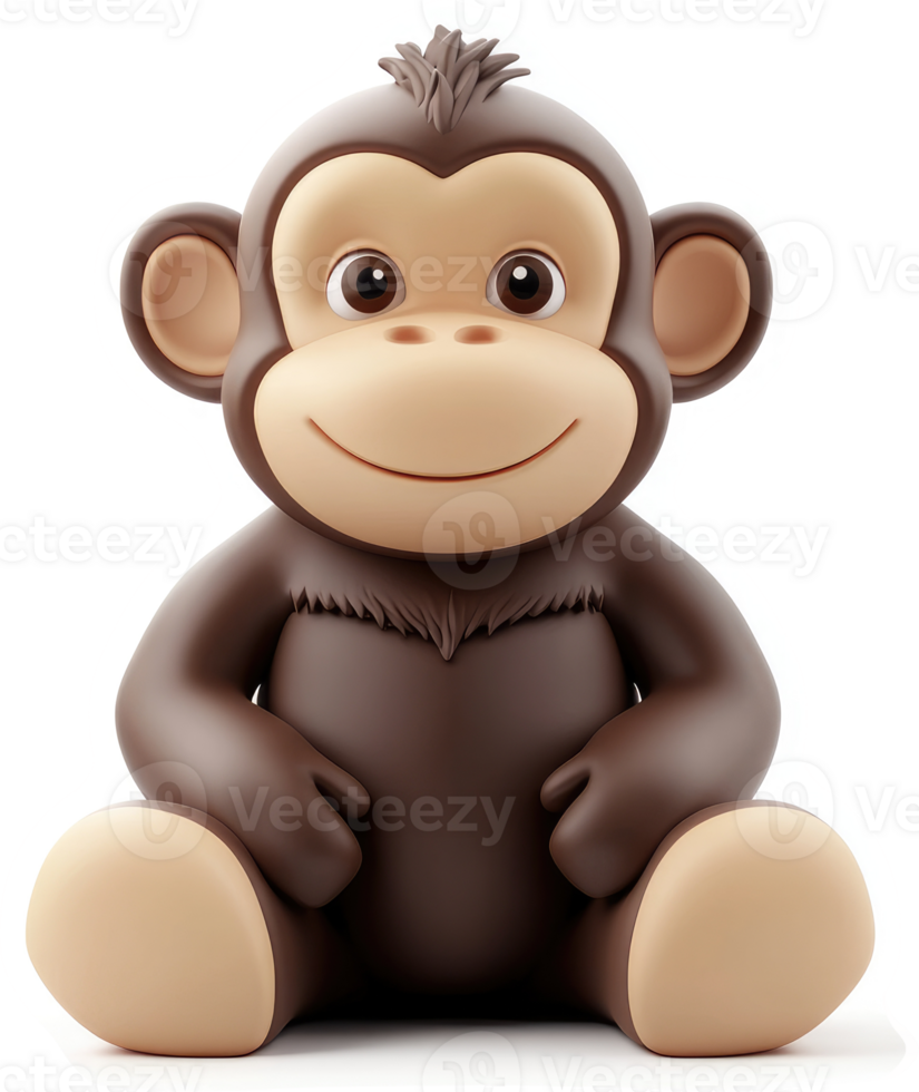 A cheerful cartoon monkey character sits in a playful pose. png