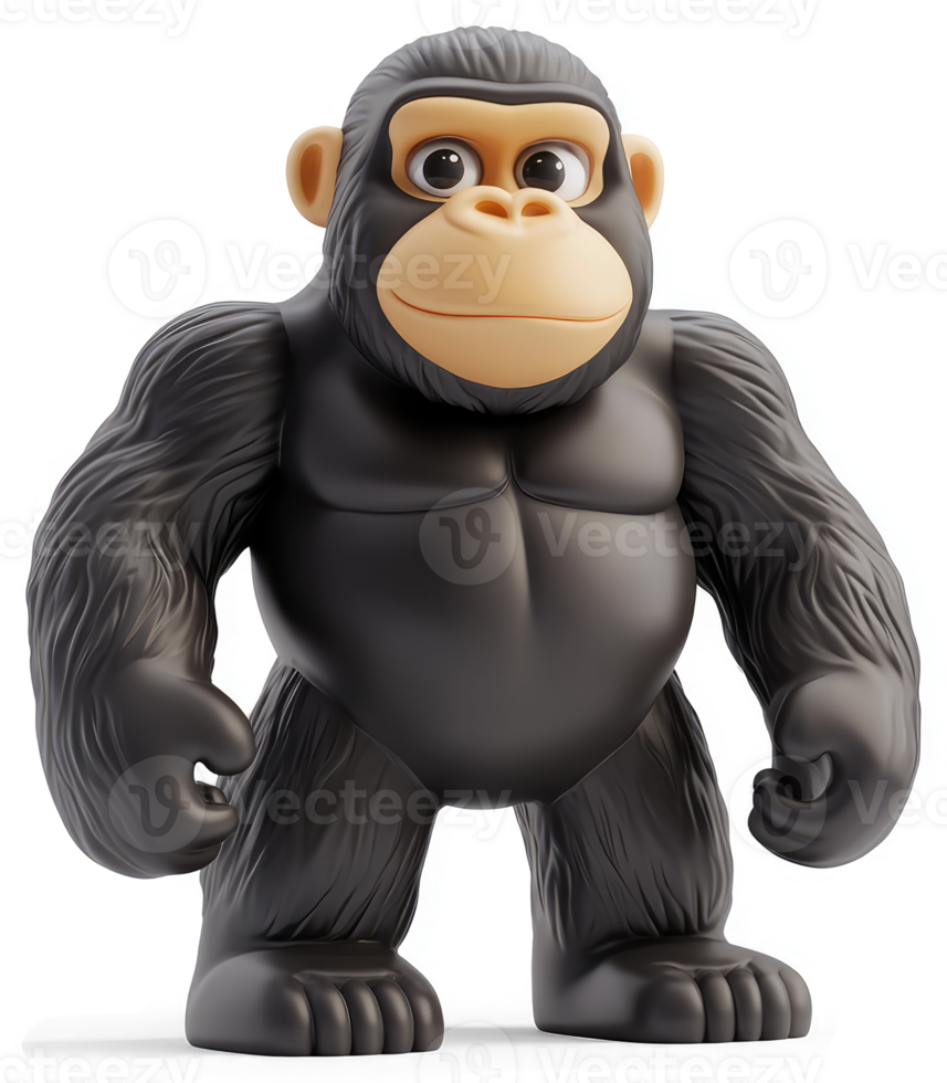 Playful gorilla figurine, a charming representation of a primate. png
