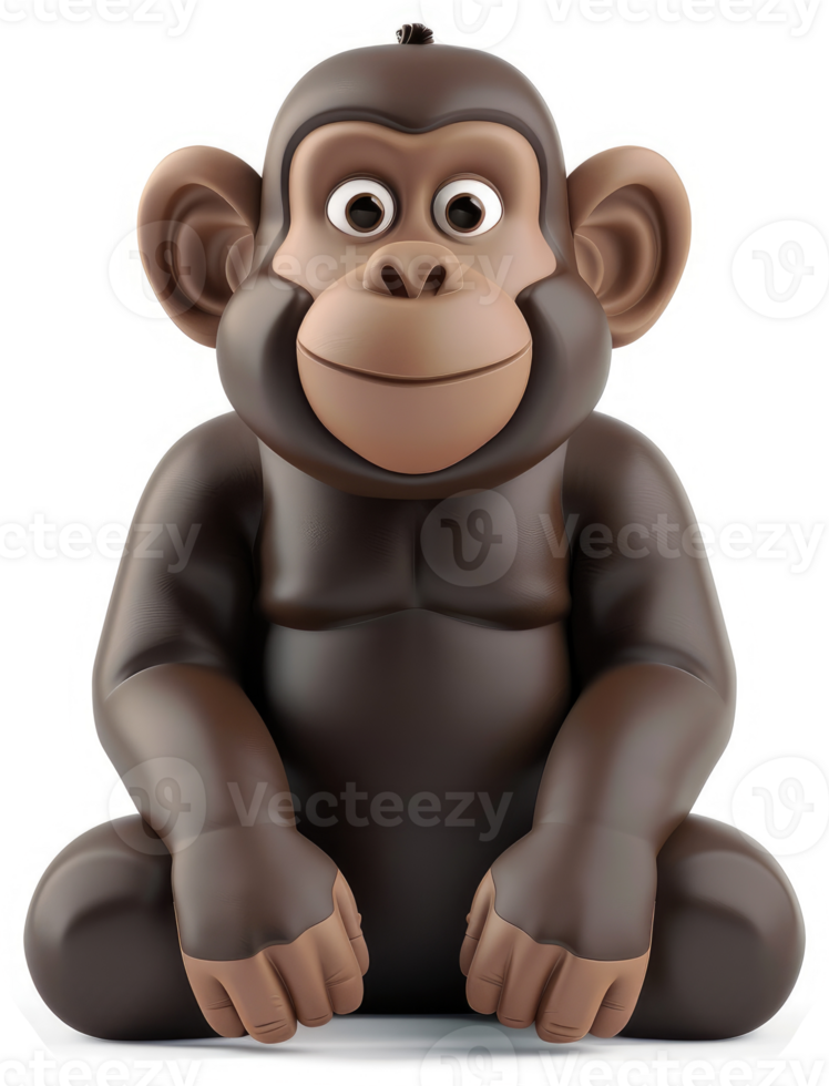 Smiling chimpanzee figurine in a seated pose. png