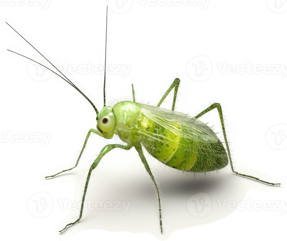 Close-up of a vibrant green insect. png