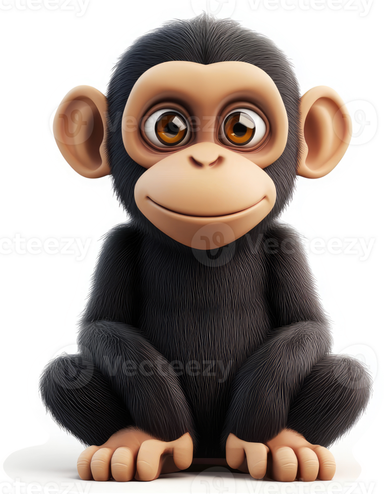 Cute cartoon chimpanzee character. png
