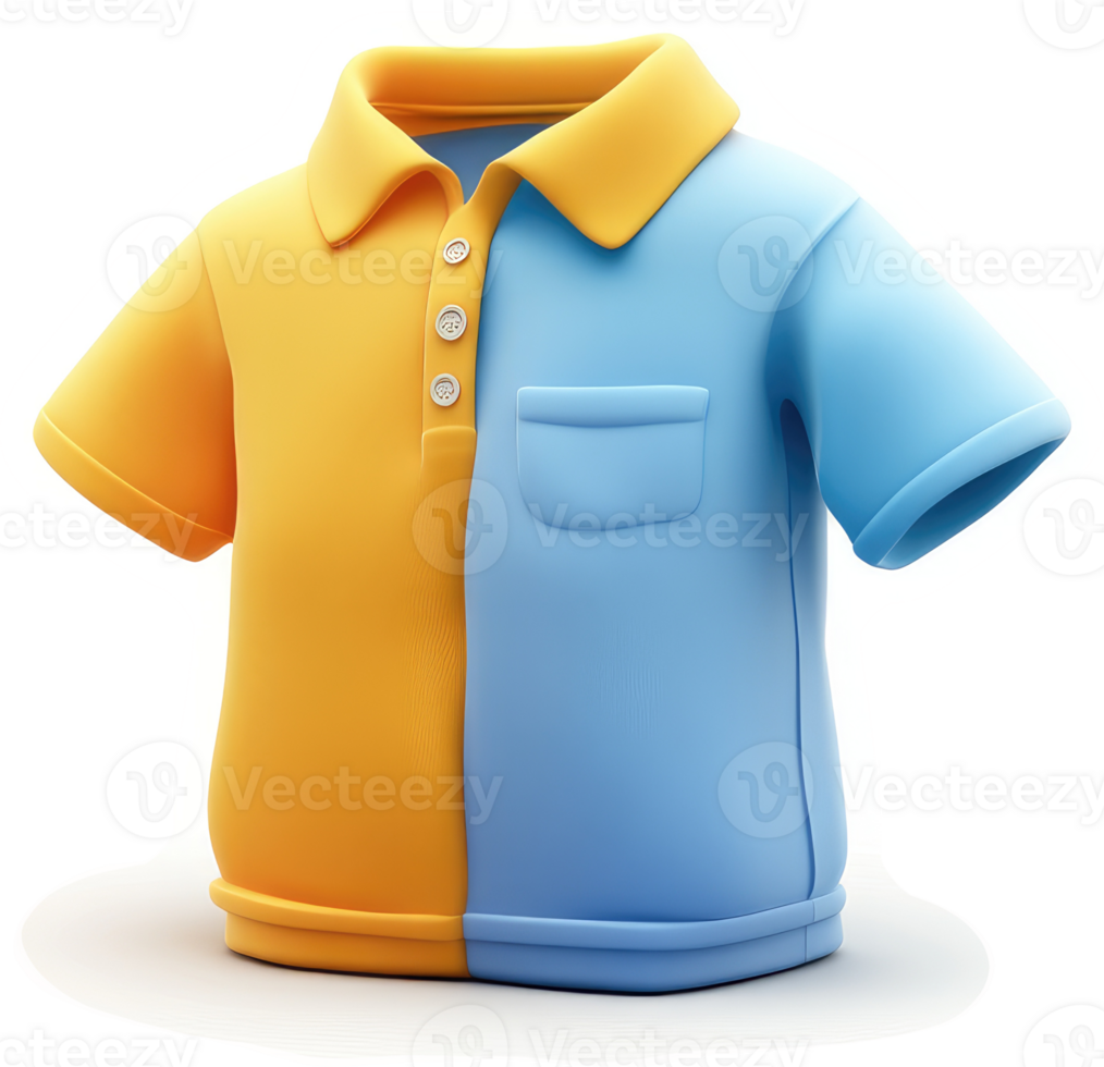 A vibrant, two-toned polo shirt design. png