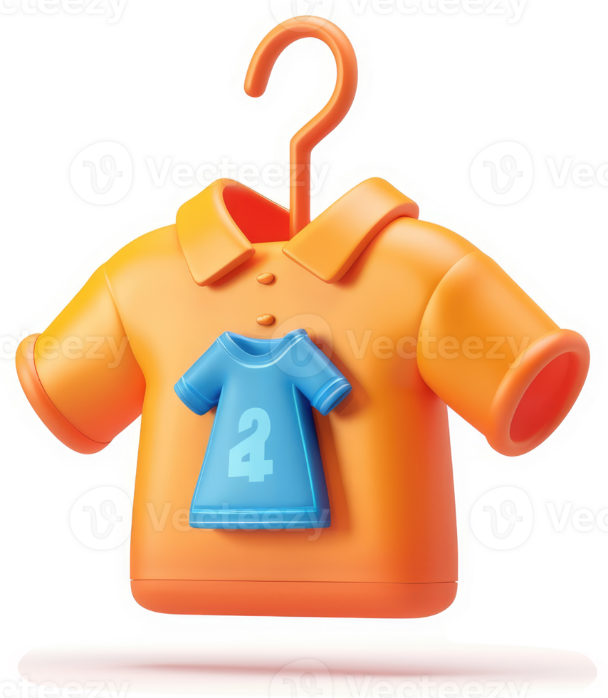 Stylish orange polo shirt with a smaller blue t-shirt inside. png