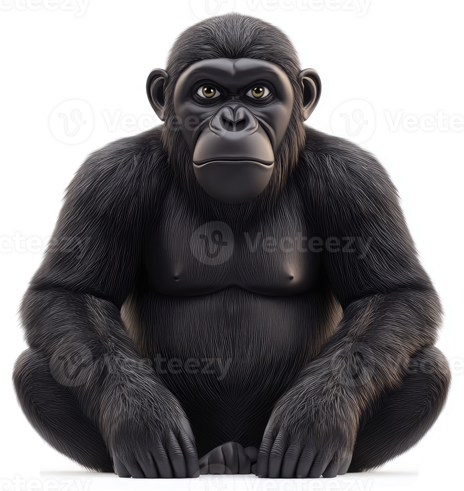 Close-up of a seated cartoon chimpanzee. png
