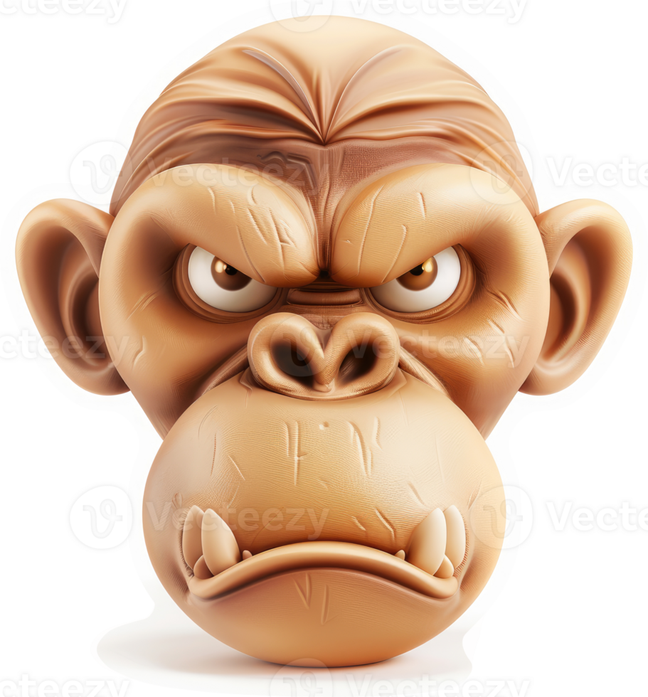 Ferocious primate head, showcasing anger and aggression. png
