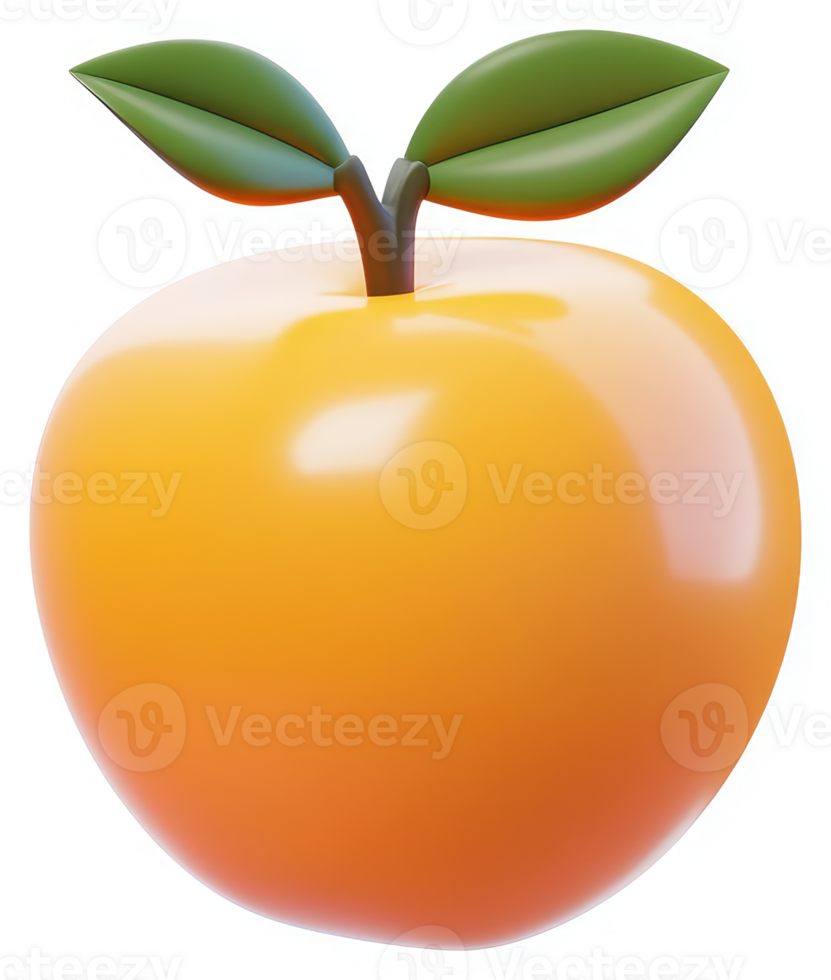 Vibrant orange fruit with stylized leaves. png