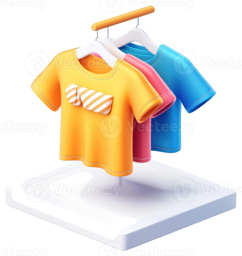 Colorful apparel displayed on a clothes rack. png