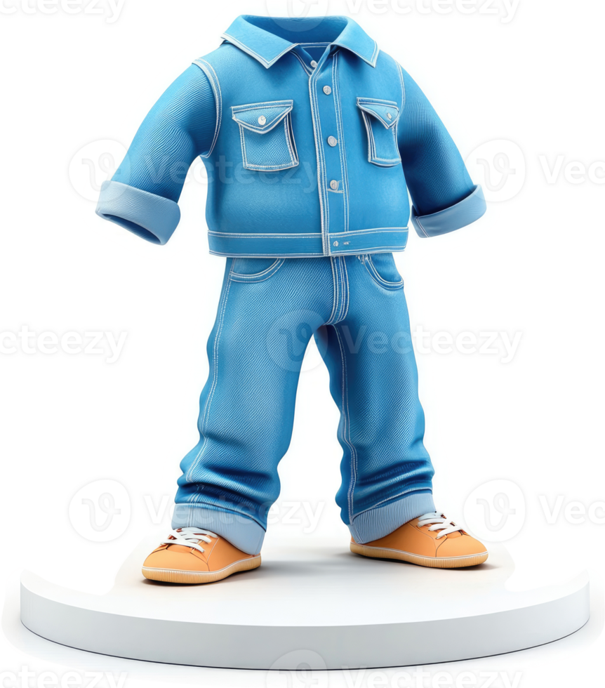 3d rendered denim jacket and jeans outfit. png