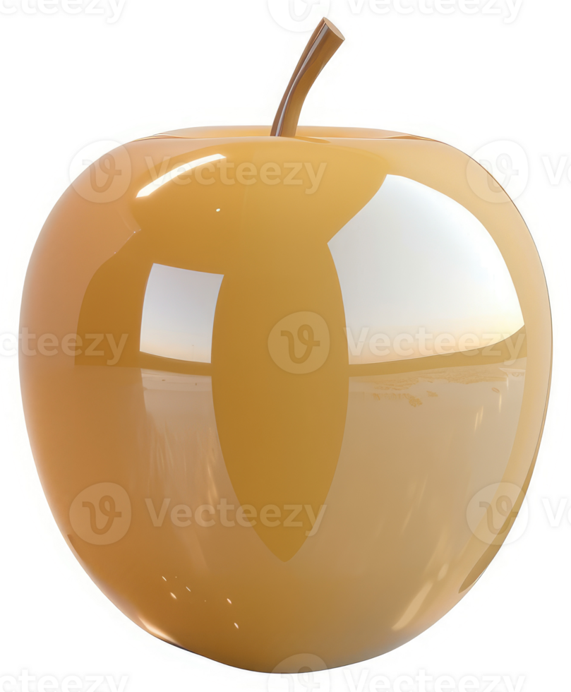 Glossy, golden-yellow apple, digitally rendered. png