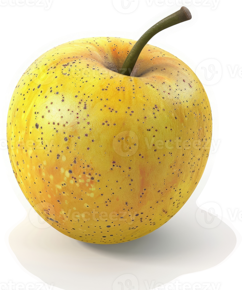 A Single Yellow Apple With Speckles And Streaks. png