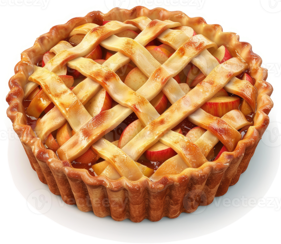 Golden brown apple pie with a lattice crust. png