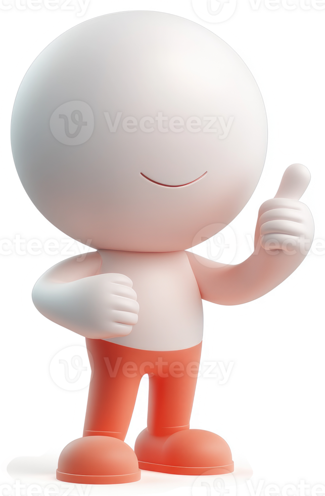 Smiling, positive cartoon character gives a thumbs-up. png