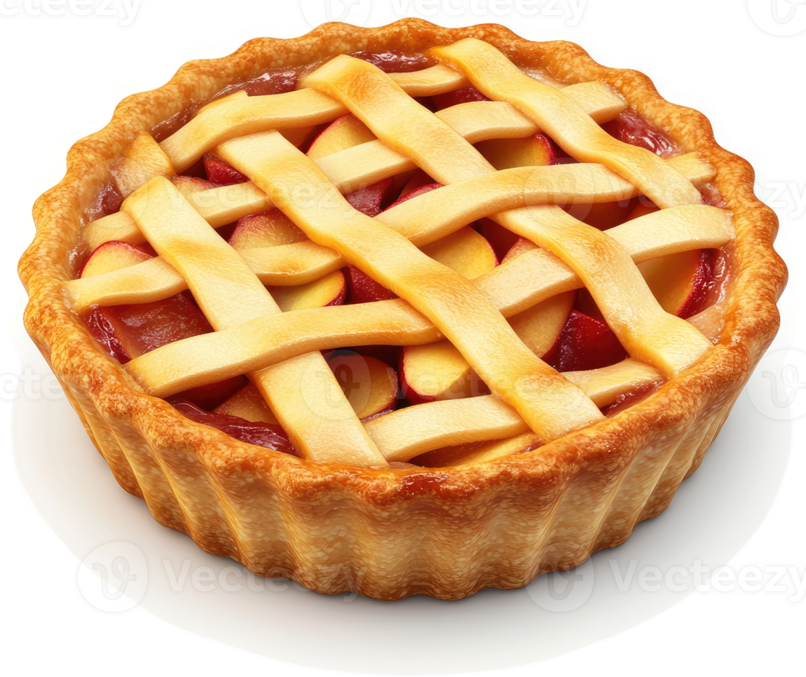 A golden-crusted peach pie with a lattice top. png