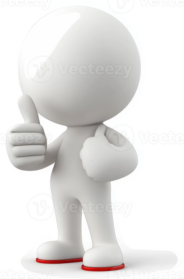 3d model character giving a thumbs up gesture. png