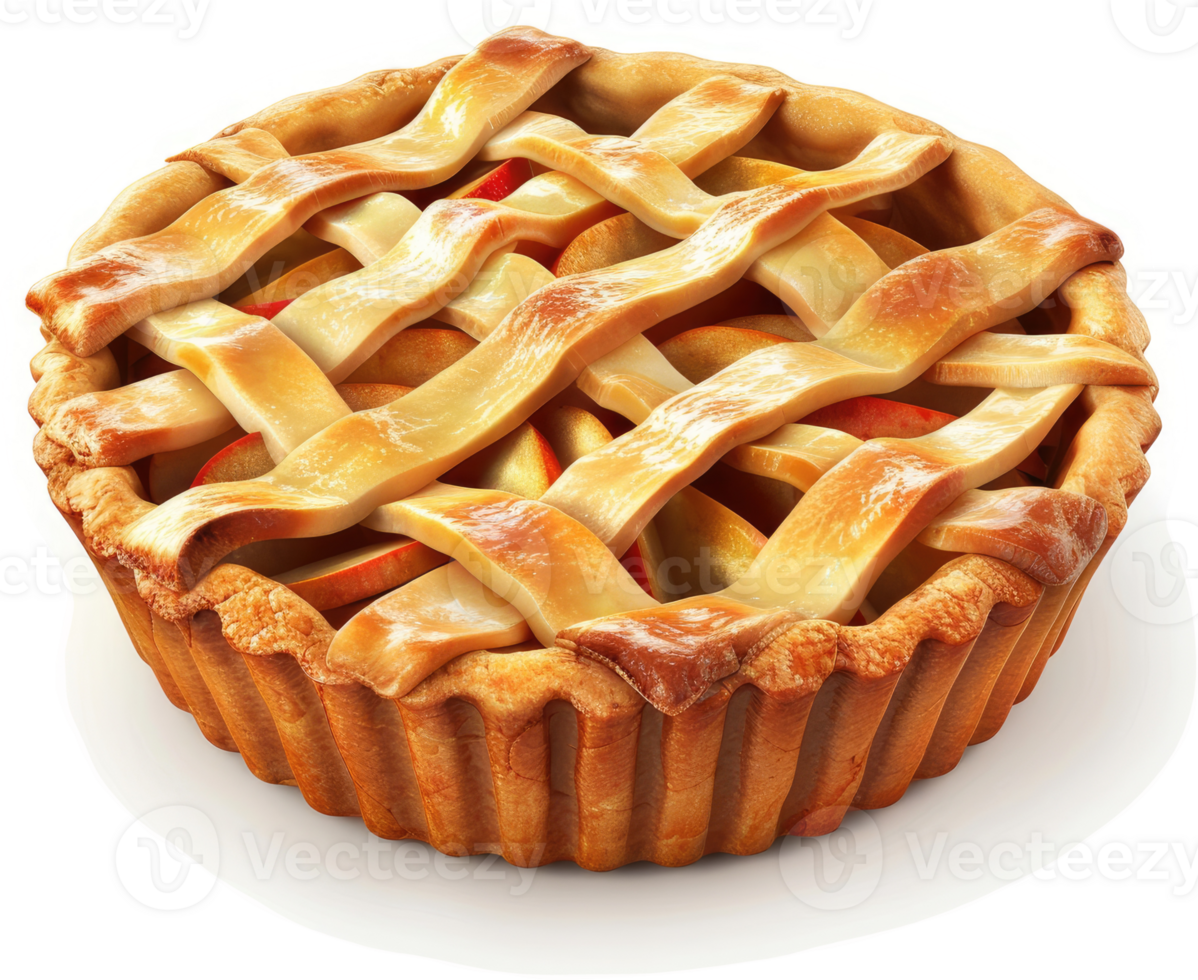 Golden-brown apple pie with a lattice top. png