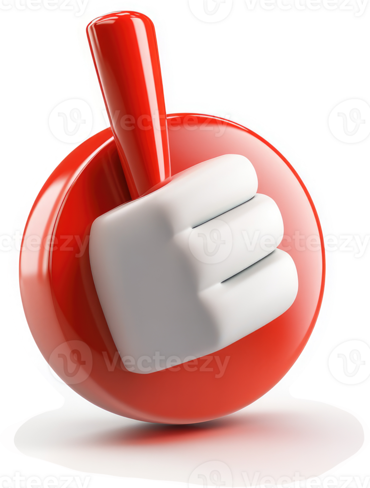 A bright red circle with a white thumb-up hand gesture. png