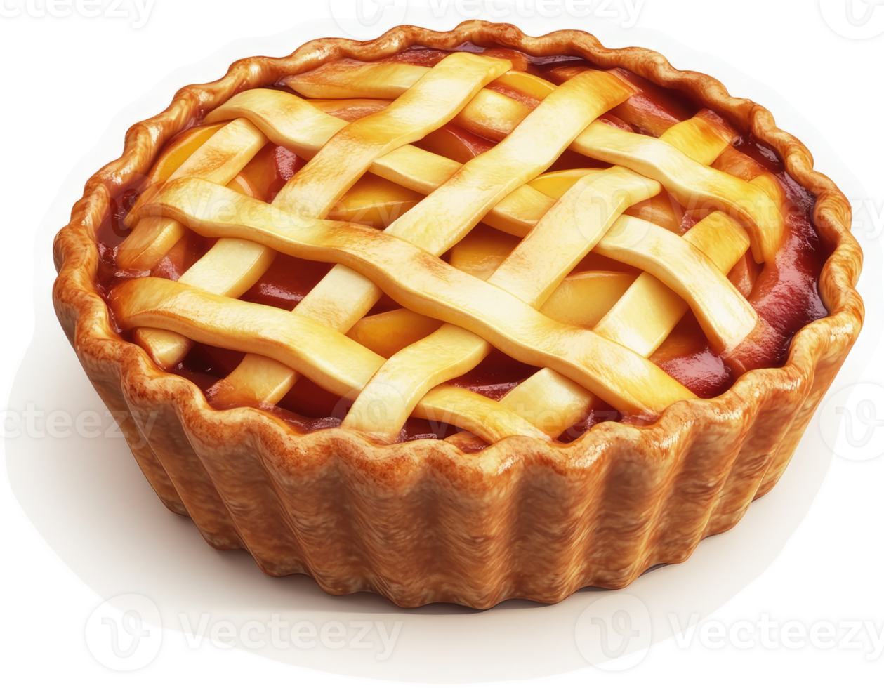A golden, lattice-topped apple pie. png