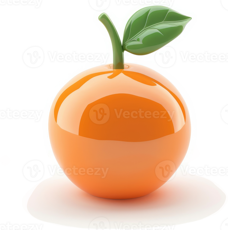 Vibrant, glossy, stylized depiction of an orange. png