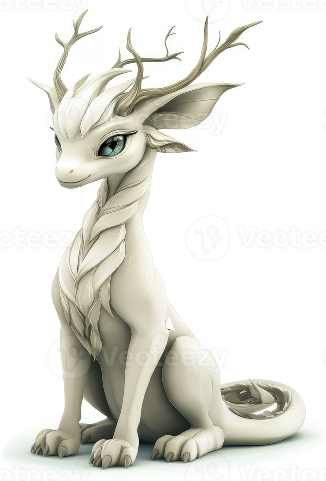 A stylized, white dragon-like creature with intricate features. png