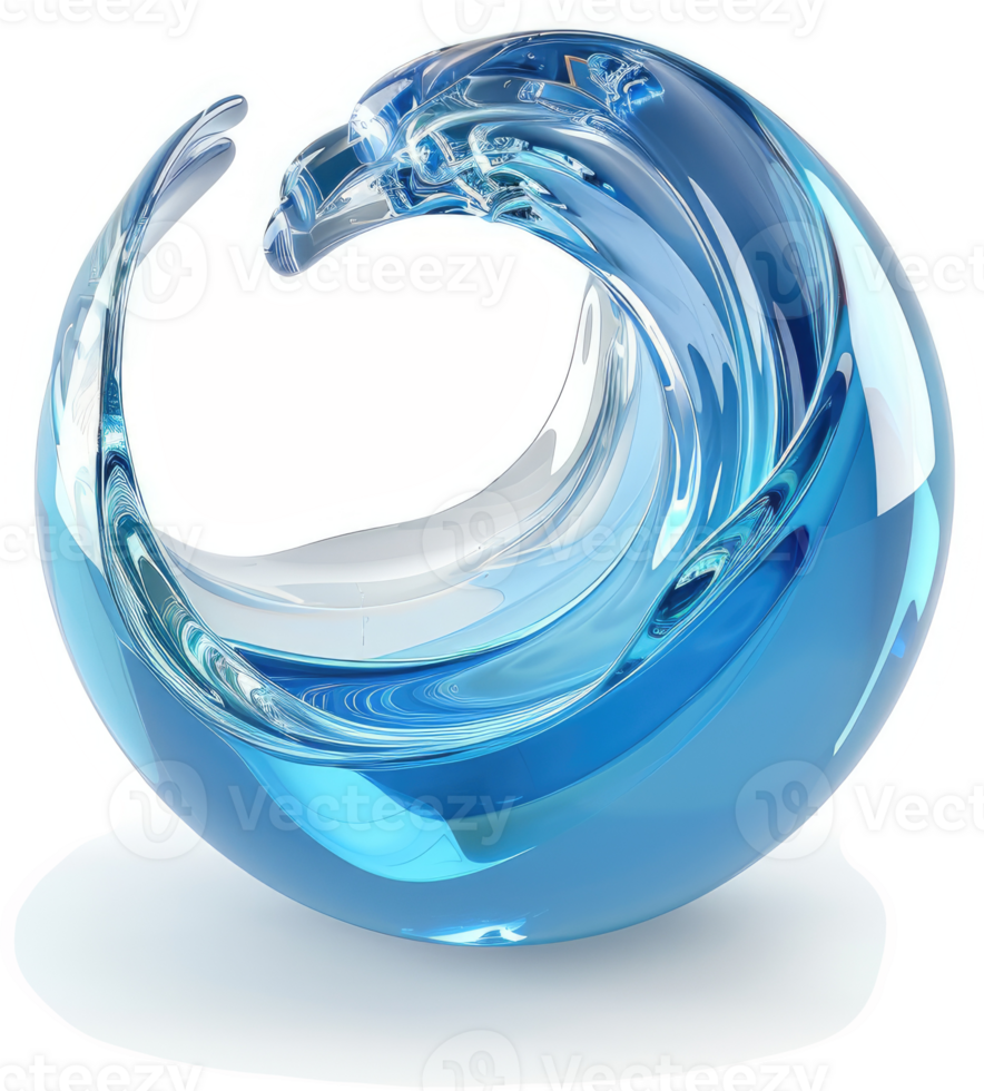 Circular wave design in a translucent blue sphere. png