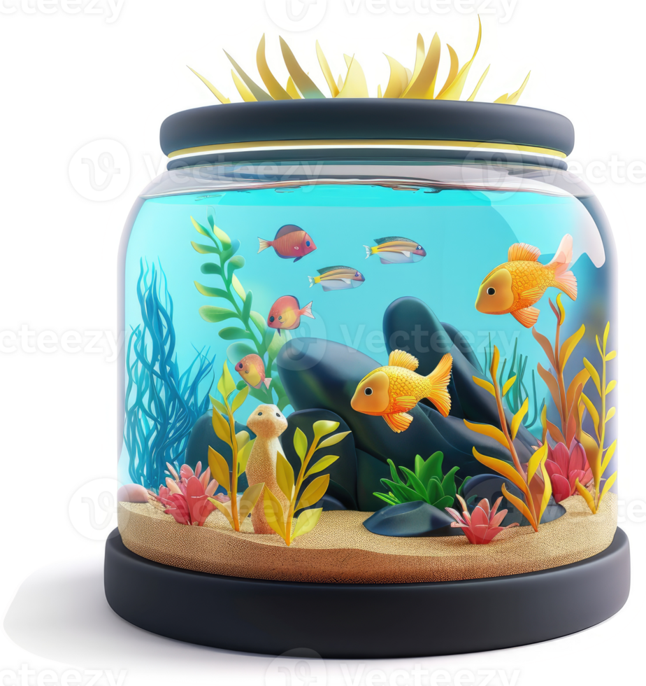 Colorful fish tank, a miniature underwater world. png