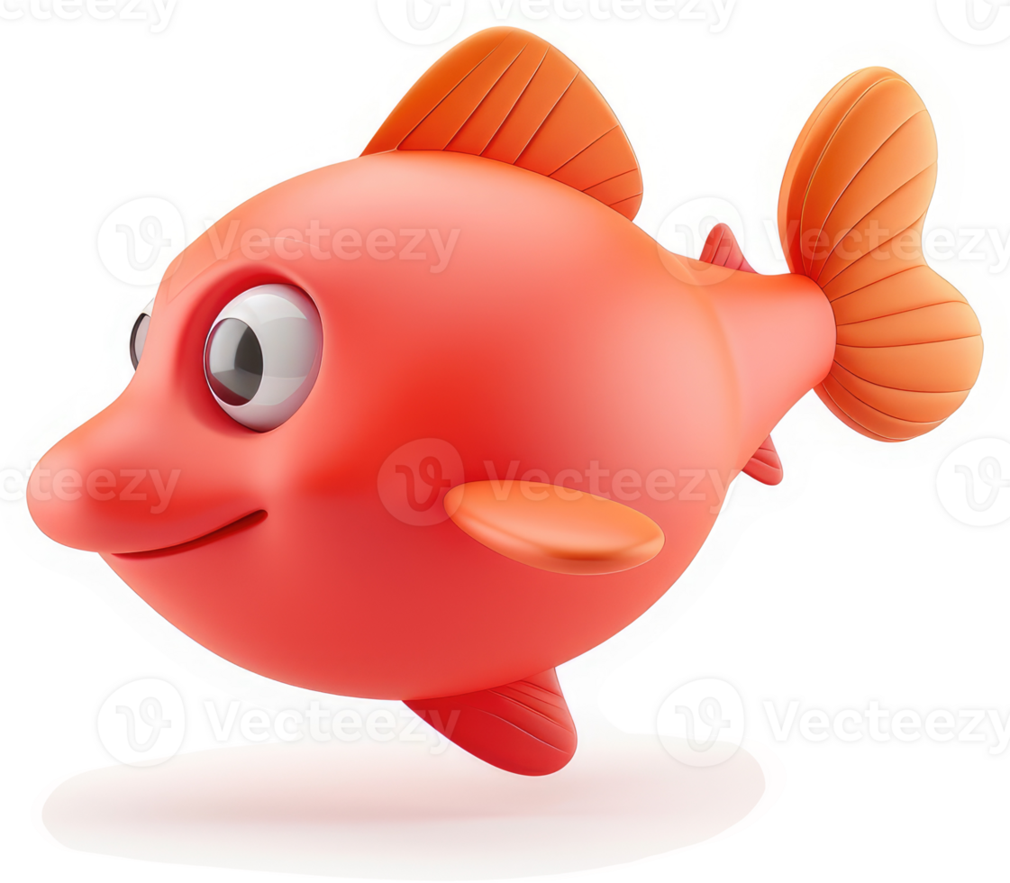 Animated, cheerful, cartoonish red fish illustration. png