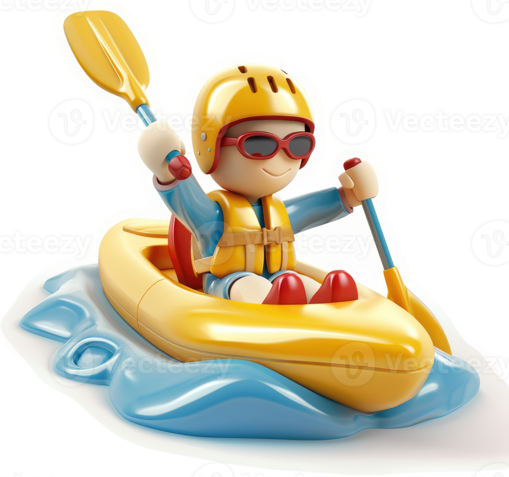 Smiling child enjoys a vibrant kayak adventure. png