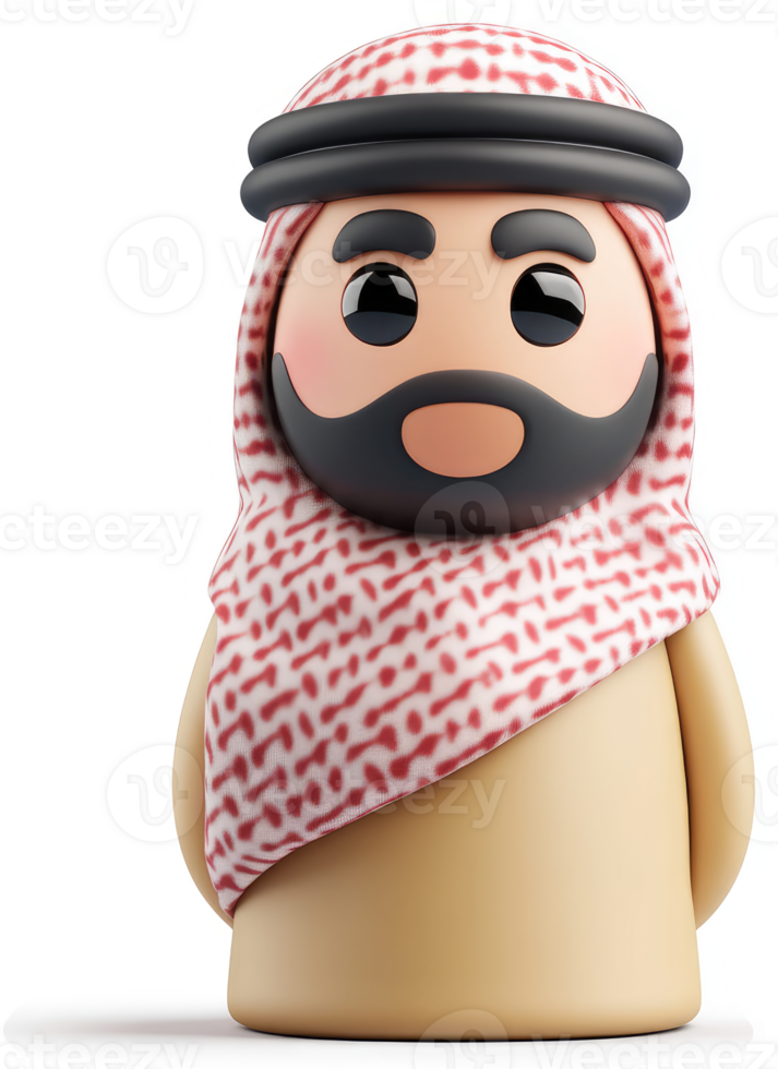Cartoonish depiction of a Middle Eastern man in traditional attire. png