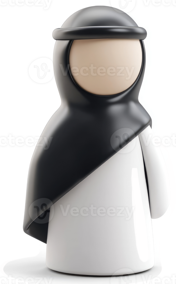 Stylized figurine of a Middle Eastern man wearing traditional clothing. png