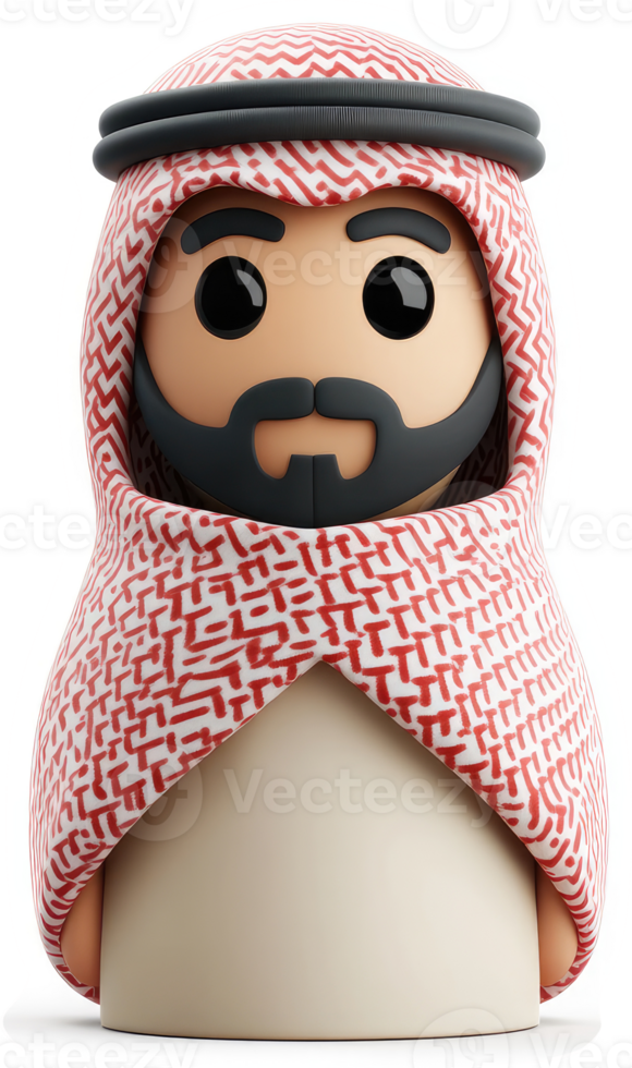 Cartoon depiction of a man in traditional Arabian attire png