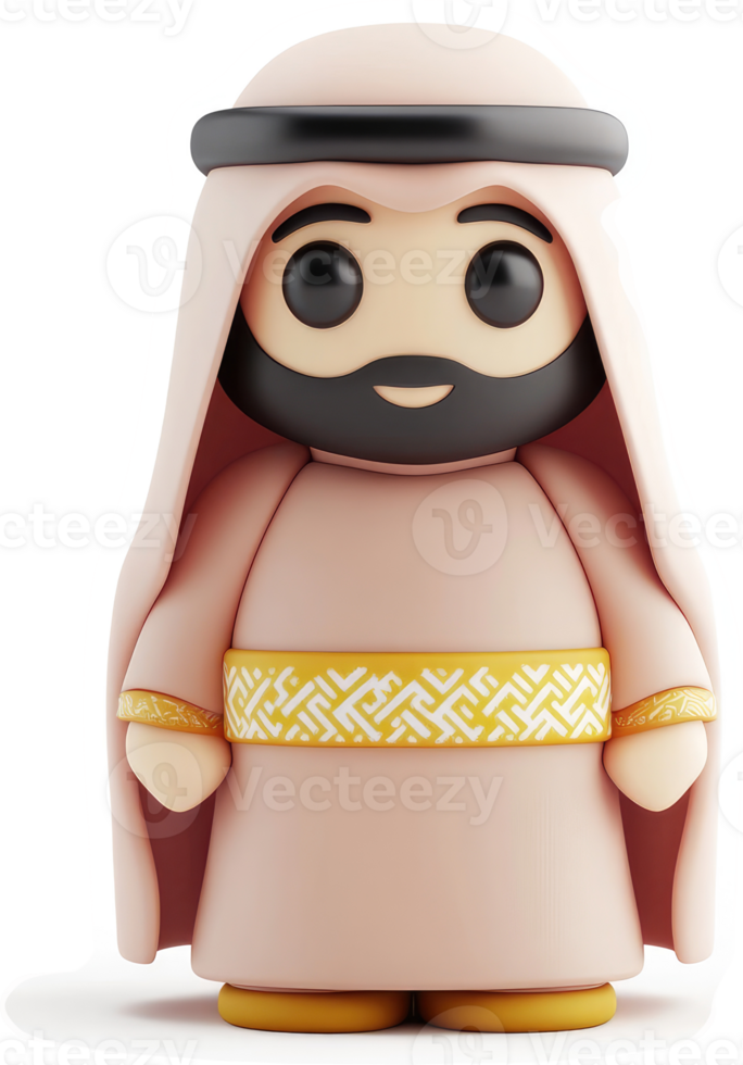 Cartoon representation of a man in traditional Arab attire png