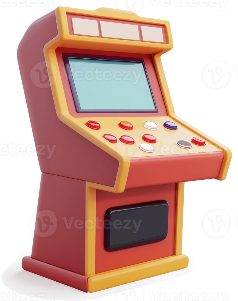 Retro arcade game machine, vibrant in colors. png
