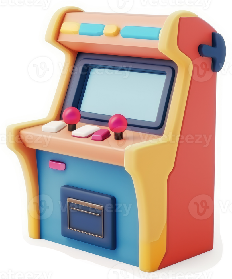 Colorful arcade game machine, ideal for retro gaming. png