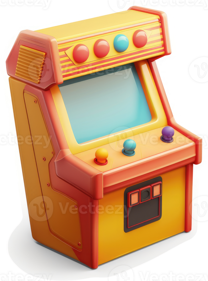 Retro arcade game console design illustration. png