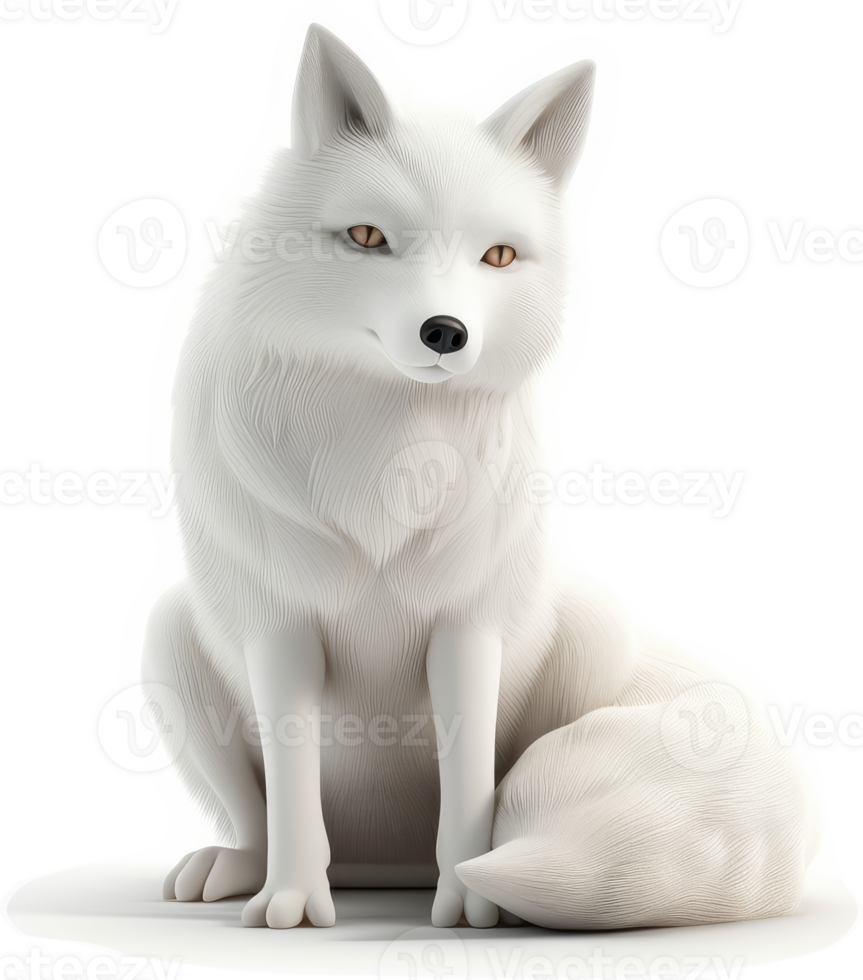 A striking, full-body image of a white arctic fox. png