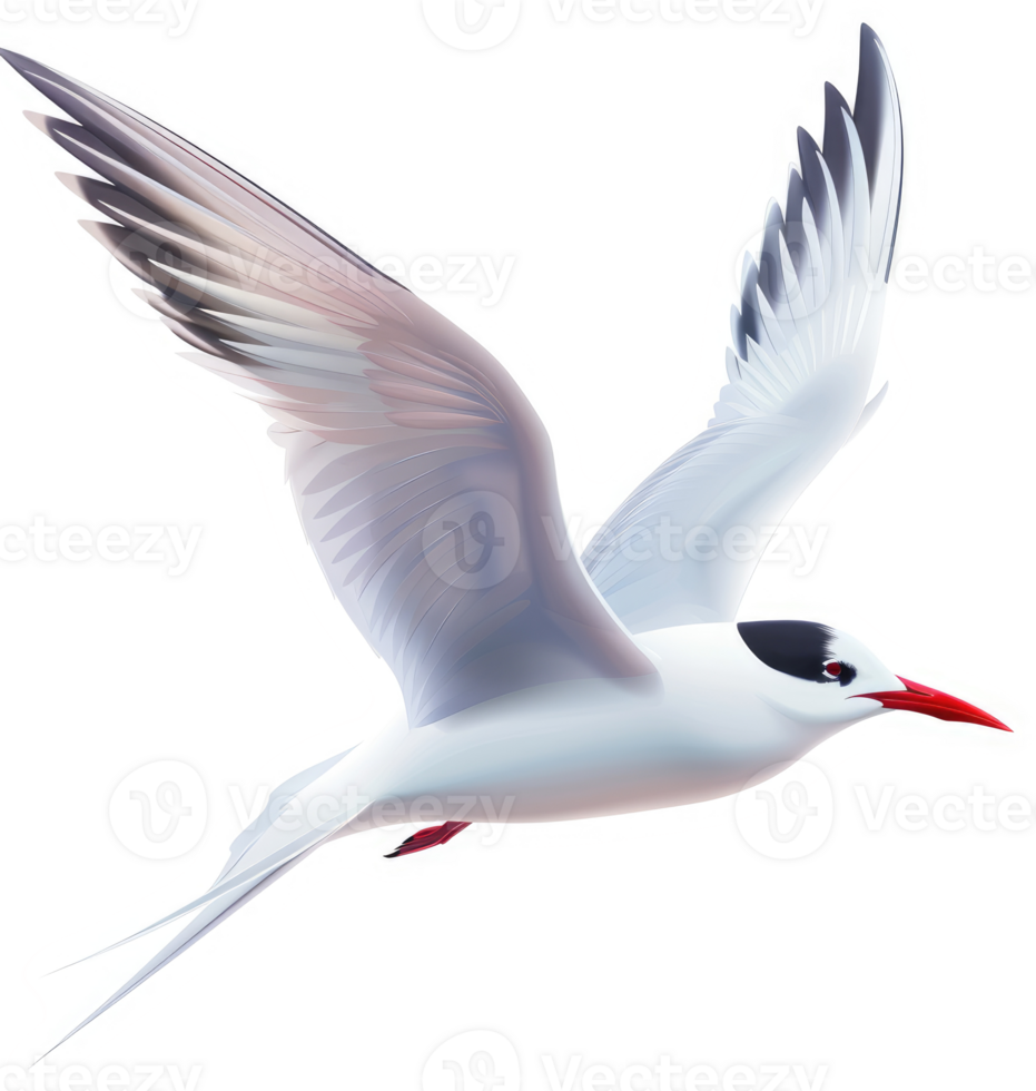 A stylized illustration of a Arctic Tern in flight. png