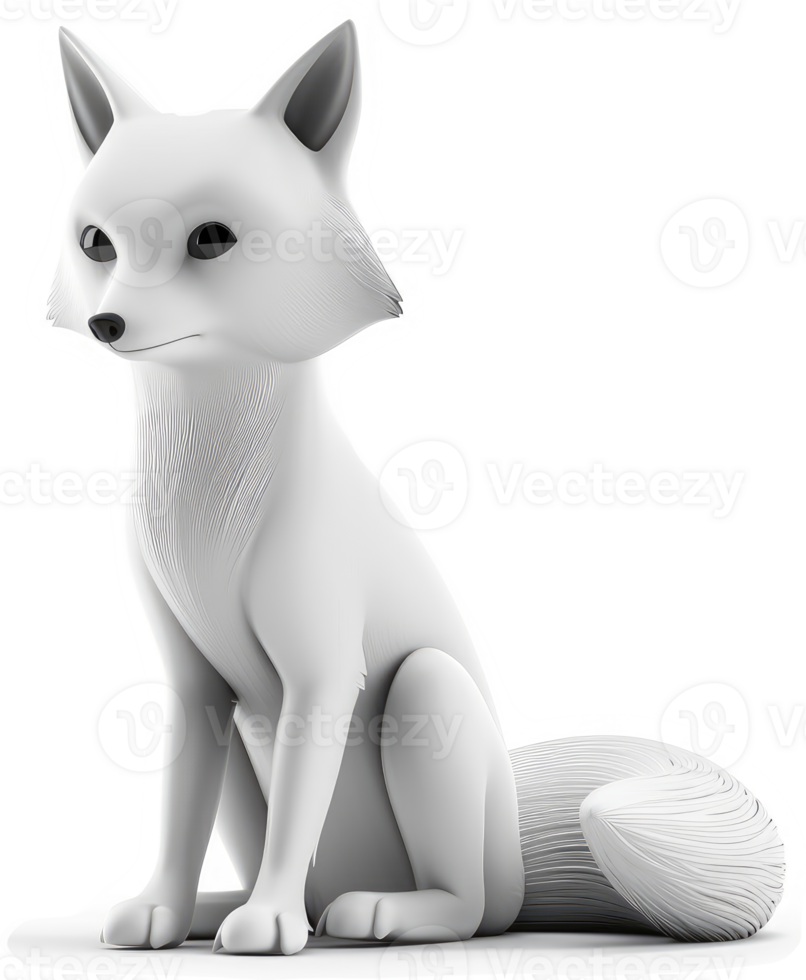A stylized, cartoon-like representation of a white fox. png