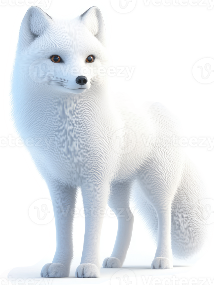 Arctic fox, a digitally rendered, full-body depiction. png