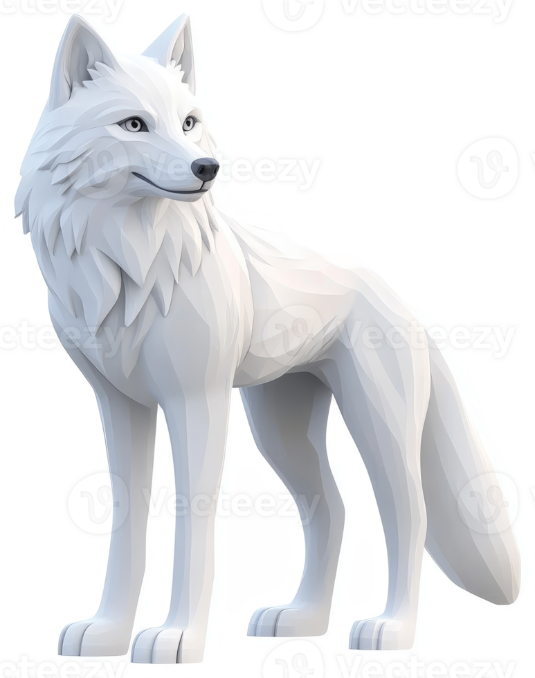 Digital rendering of stylized a white wolf. png