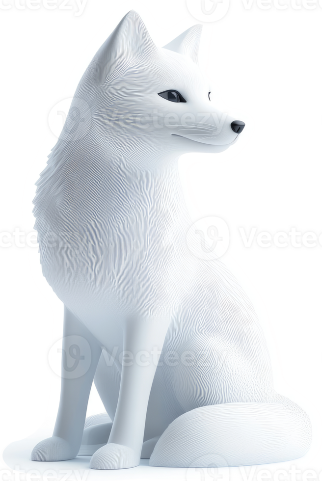 A captivating, stylized arctic fox figurine. png